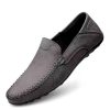 Fashion Leather Men Casual Shoes Retro Mens Loafers Moccasins Breathable Slip on Driving Shoes Mens Walking Sneakers Size 39-48