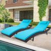 79x26in Acacia Wood Chaise Lounge Chair Recliner, Outdoor Furniture for Patio, Poolside w/Slide-Out Side Table