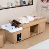 Twin Loft Bed with Desk & Storage Shelves, Wood Loft Bed Frame with Bookcase,Ladder,Guardrail,No Box Spring Needed, Space-Saving