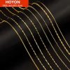 HOYON Pure 14k Gold Plated Necklace Women's Neck Collar Real Gold Box/ O Cross/ Snake Bone/Water Wave/Clavicle Chain Jewelry