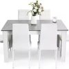5-Piece Dining Table Set, Dining Room Table Set for 4, Counter Height Dining Table with 4 Metal Frame Chairs