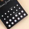 12Pairs Elegant Imitation Pearl Stud Earrings Simple Ball Bead Earring Set Women's Charming Wedding Party Bridal Jewelry