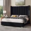 LIKIMIO Twin XL/Full/King/CaliforniaKing Bed Frame, Storage Headboard with Charging Station, No Box Spring Needed, Dark Green