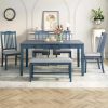 6PC Patio Aluminum Furniture, Modern Dining Set, including 4 Dining Chairs & 1 Dining Bench Sunbrella Fabric Cushioned and Two-t