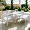 Patio Dining Bench Set of 2, 2-3-person Backless Bench with Slatted Seat & Metal Legs