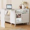 Stylish Bar Table with Dual Tops in White & Gray - 51.2x15.7x47.2 Inches