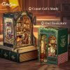 CUTEBEE DIY Book Nook Kit Miniature Doll House With LED Light 3D Puzzle Model Building Wooden Booknook Toy Adults Birthday Gifts