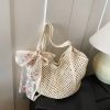 Summer Straw Bags for Women Straw Shoulder Bags Rattan Woven Top Handle Bag Hollow Raffia Crochet Beach Bag Casual Handbags