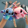 Disney 12cm Lilo&Stitch Cartoon Plush Doll Pink Blue Couple Anime Cute Stuffed Pendant Keychain Baby Toy Girl Kids Birthday Gift