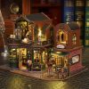 2014 DIY Big Doll House Wooden Miniature Furniture Twilight Bookstore Dollhouse Handmade home Model Assembly Toys Birthday Gifts
