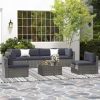 4 Pieces Patio Furniture Set with 30" Fire Pit Table, Outdoor Wicker Chairs of 4, All Weather High Back Rattan Chairs 4-Seater w
