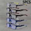 5PCS Sport Style Non-Prescription Reading Glasses Anti-Blue Light Rectangular Full Rim Eyewear, PC Frame Material